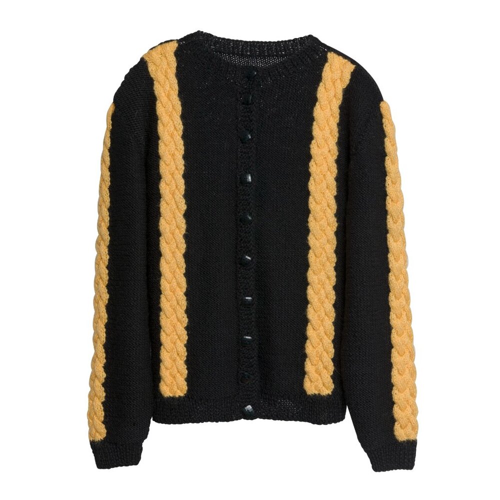 Sundazed (Belgium) Vintage Alpaca Cable Plaited Knit Crew Neck Cardigan : M